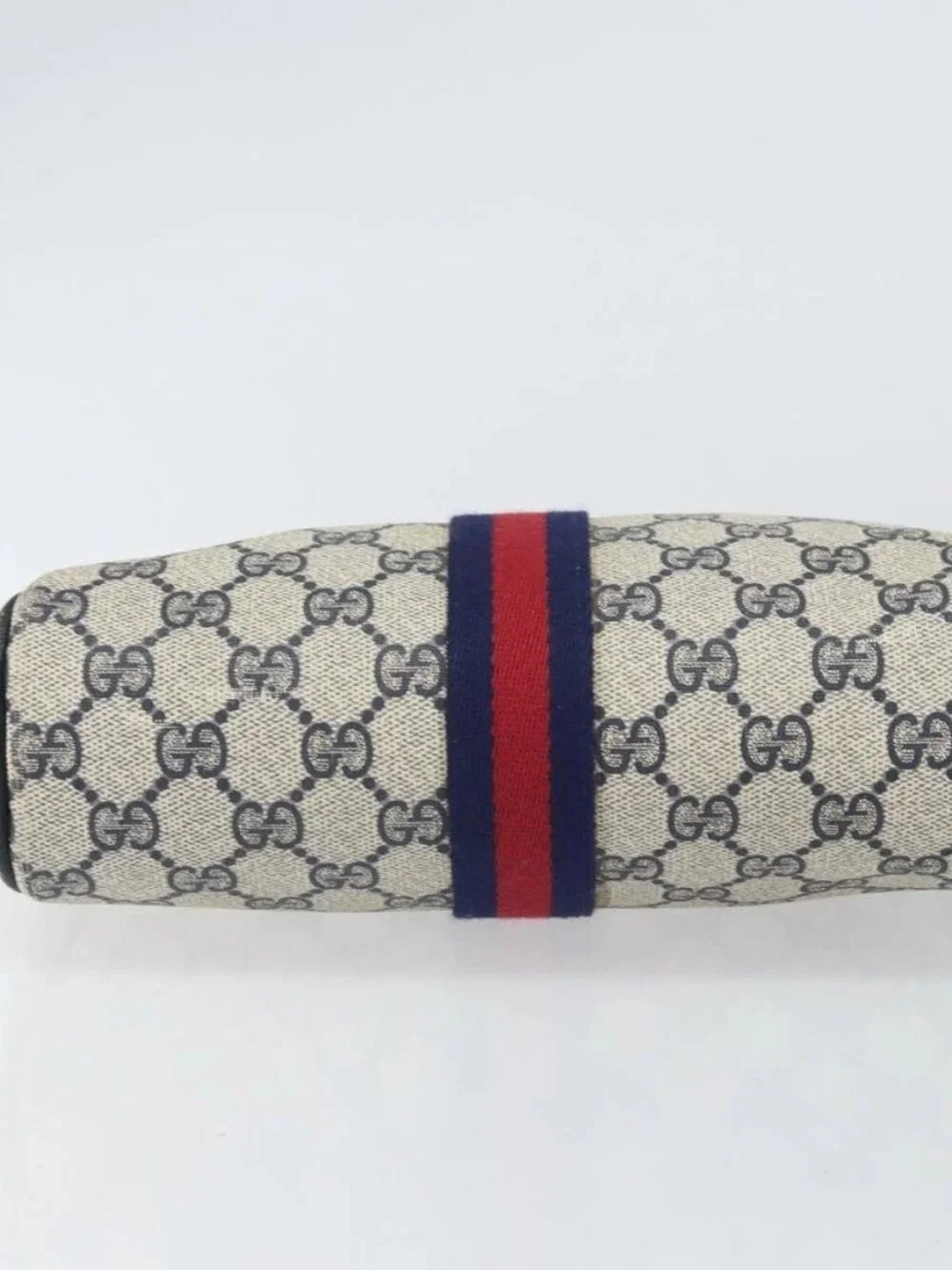 GUCCI GG Supreme Sherry Line Clutch Bag PVC Navy Gold 010 378 Auth BA10258
